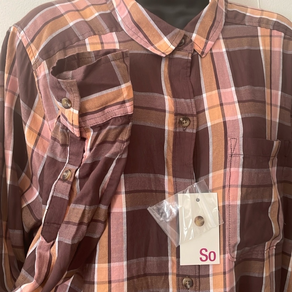 NWT Plaid Button Shirt, Sz. Large